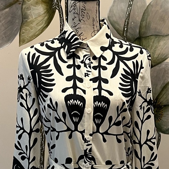 ZARA Black & White Long Sleeve Shirt Dress | Size M | NEW With Tags - Picture 6 of 7